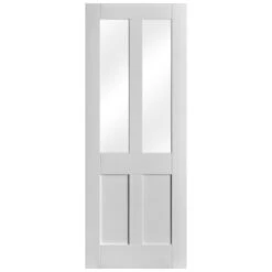 White Internal Primed Flat Victorian Shaker 2 Panel 2 Light Clear Glass Door (51765) -Oak Door Store 1499774844 65698500