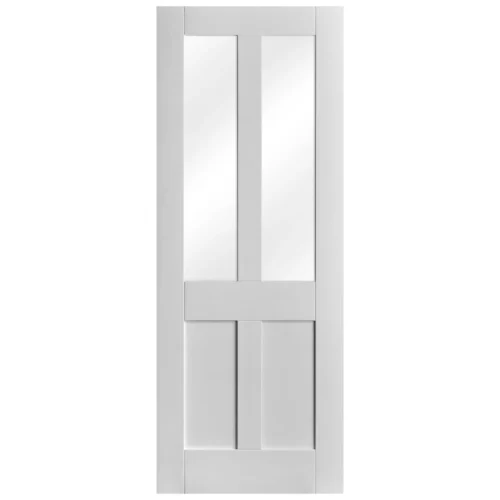 White Internal Primed Flat Victorian Shaker 2 Panel 2 Light Clear Glass Door (51765) -Oak Door Store 1499774844 65698500