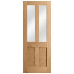 Oak Internal Unfinished Victorian Shaker 2 Panel 2 Light Clear Glass Door (51731) -Oak Door Store 1499871511 78127300