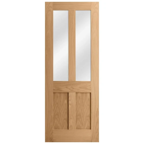 Oak Internal Unfinished Victorian Shaker 2 Panel 2 Light Clear Glass Door (51731) -Oak Door Store 1499871511 78127300