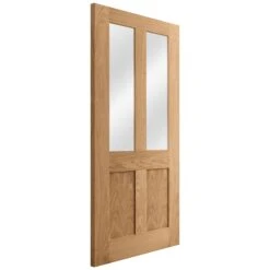 Oak Internal Unfinished Victorian Shaker 2 Panel 2 Light Clear Glass Door (51731) -Oak Door Store 1499871518 12436100