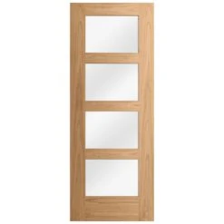 Oak Internal Unfinished Shaker 4 Light Clear Glass Door (51738) -Oak Door Store 1499872255 92306500