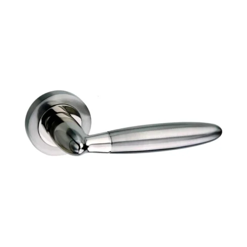 Mediterranean Gibraltar Round Lever Door Handle - Satin Nickel And Polished Nickel (52087)