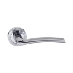Status Indiana Round Lever Door Handle - Satin Chrome And Polished Chrome (52207)