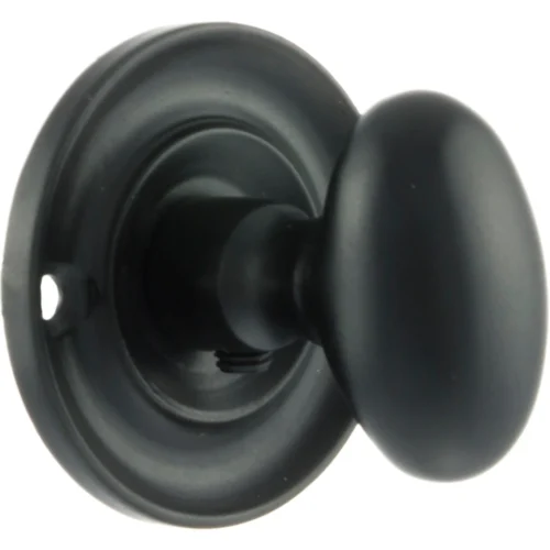 Old English Oval WC Turn And Release On Round Rose, Matt Black (OEOWCMB)