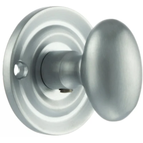 Old English Oval WC Turn And Release On Round Rose, Satin Chrome (OEOWCSC)