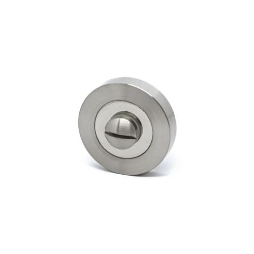 Premium Lancer Lever On Round Rose Bathroom Handle Set - Two-Tone Nickel (76721) -Oak Door Store 1567419327 83469800