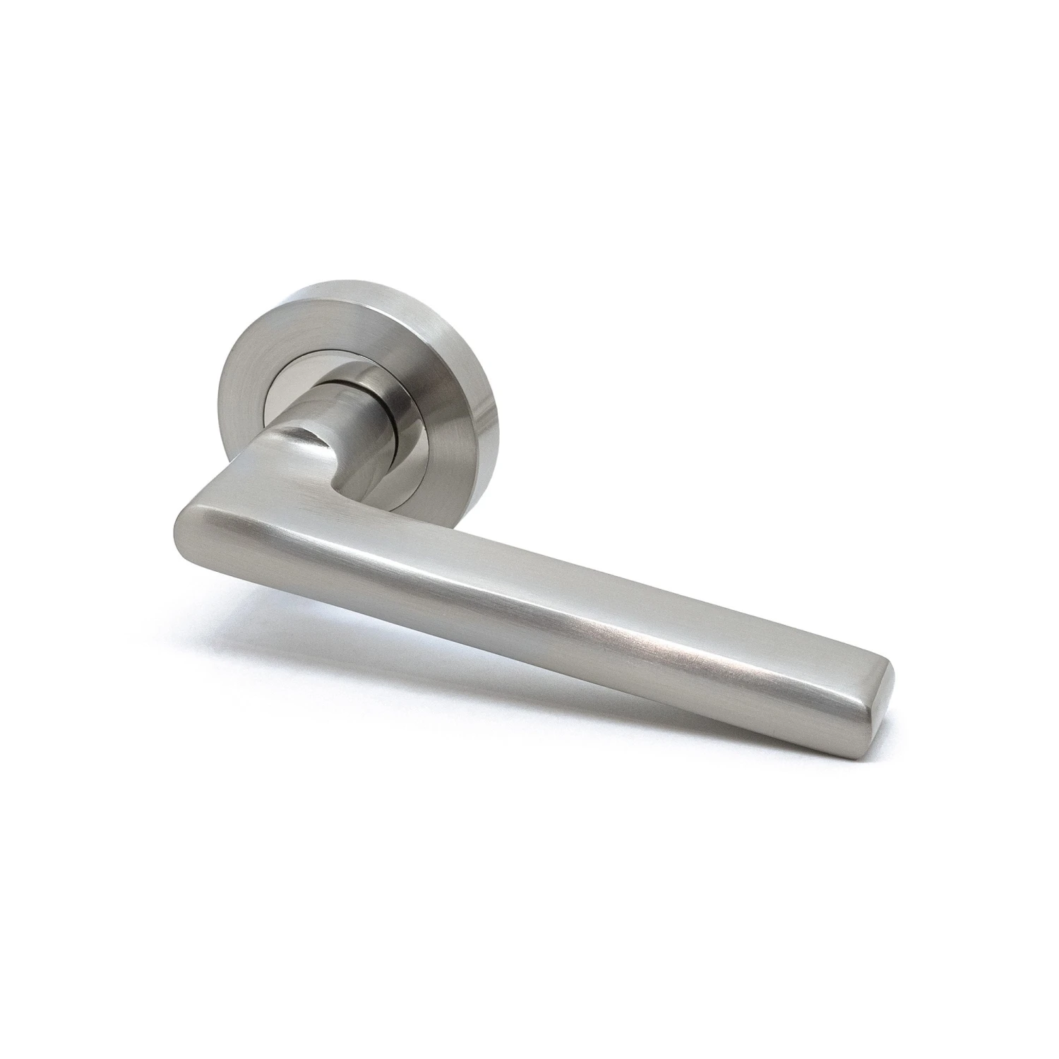 Premium Matiz Lever On Round Rose Bathroom Handle Set - Two-Tone Nickel (76723) 2 Premium Matiz Lever On Round Rose Bathroom Handle Set - Two-Tone Nickel (76723) - Image 2