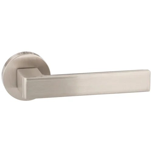 Forme Asti Designer Lever On Minimal Round Rose, Satin Nickel (77093)
