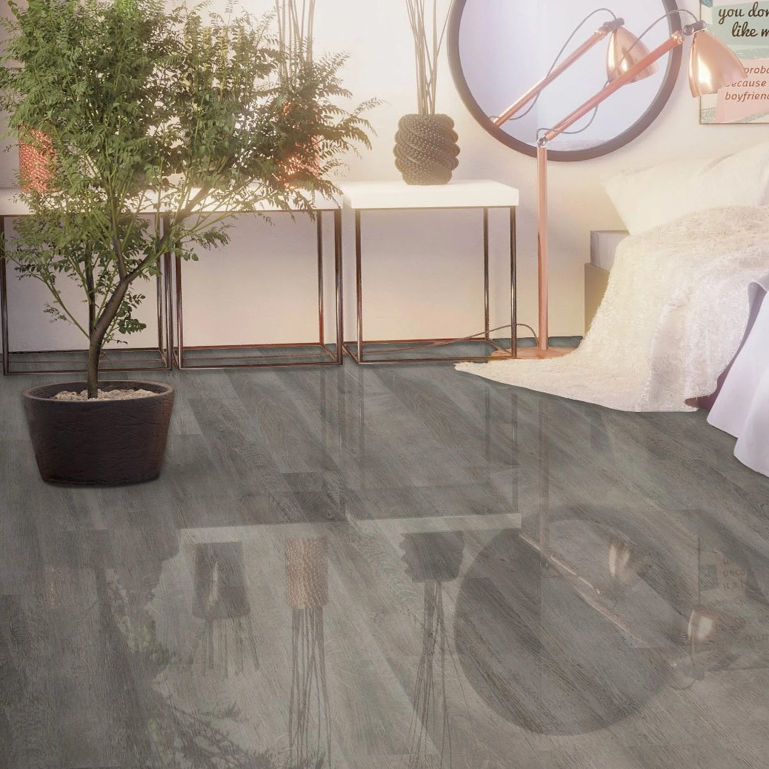 Stave Oak - Lustre 8mm High Gloss Laminate Flooring (84871) 11 Stave Oak - Lustre 8mm High Gloss Laminate Flooring (84871) - Image 11