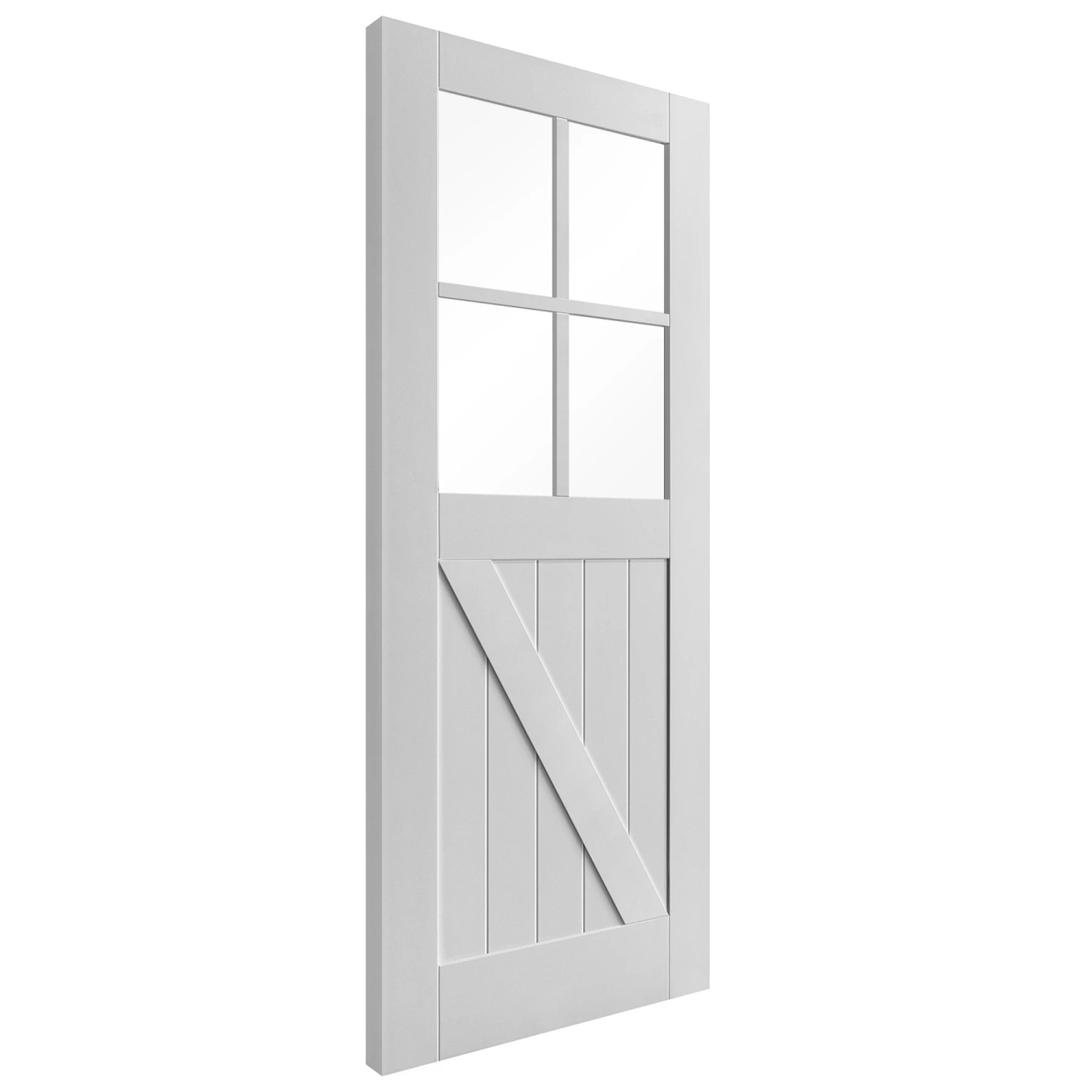 White Internal Primed Barn FLB 4 Light Clear Glass Door (88076) 2 White Internal Primed Barn FLB 4 Light Clear Glass Door (88076) - Image 2