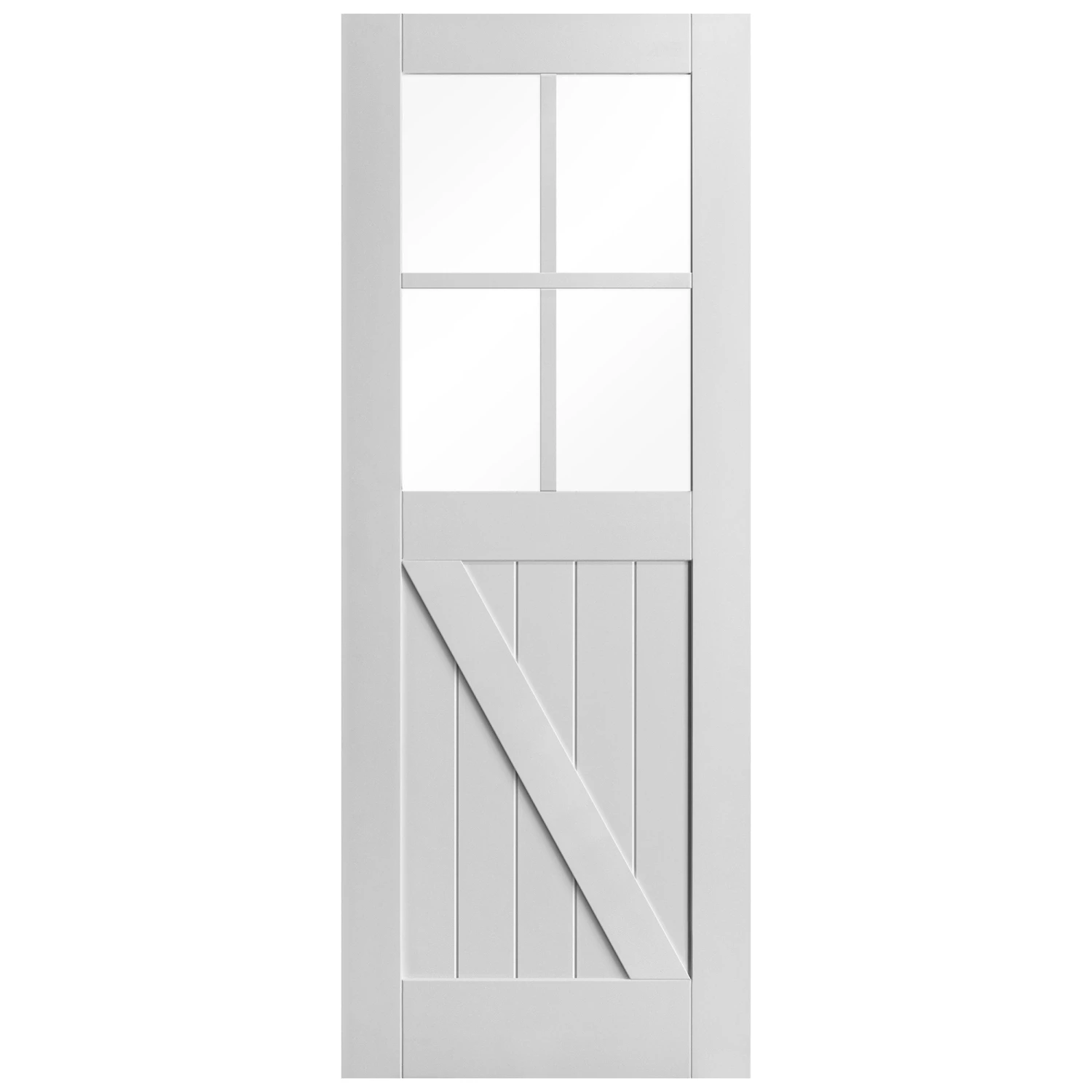 White Internal Primed Barn FLB 4 Light Clear Glass Door (88076) 3 White Internal Primed Barn FLB 4 Light Clear Glass Door (88076) - Image 3