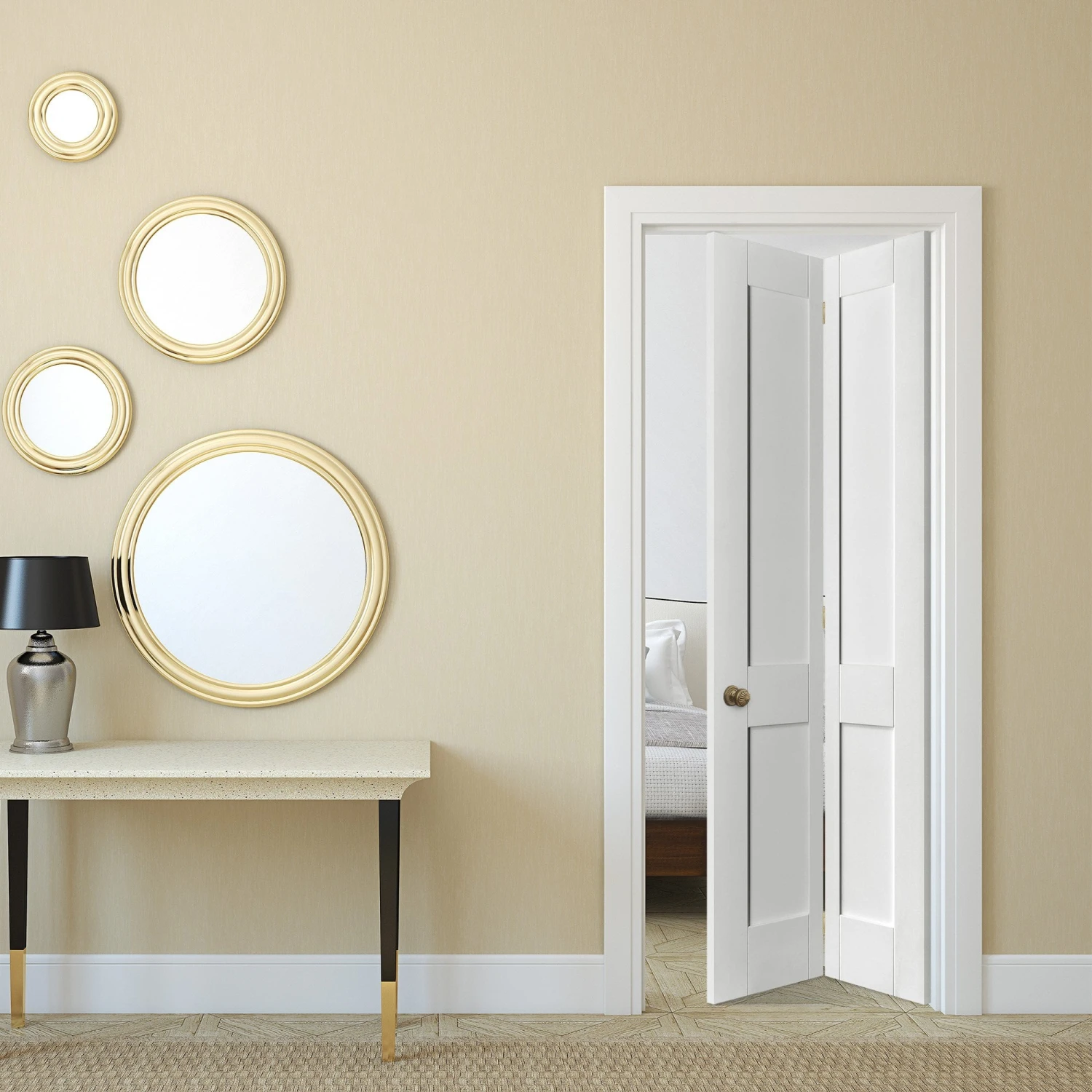 White Internal Bi-fold Primed Victorian Shaker 4 Panel Door (51787) 1 White Internal Bi-fold Primed Victorian Shaker 4 Panel Door (51787)