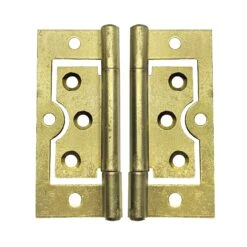 75mm Flush Hinge Pair - Brass Plated (84948)