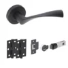 Oasis Round Rose Lever Door Handle Set - Black Matt (248867)