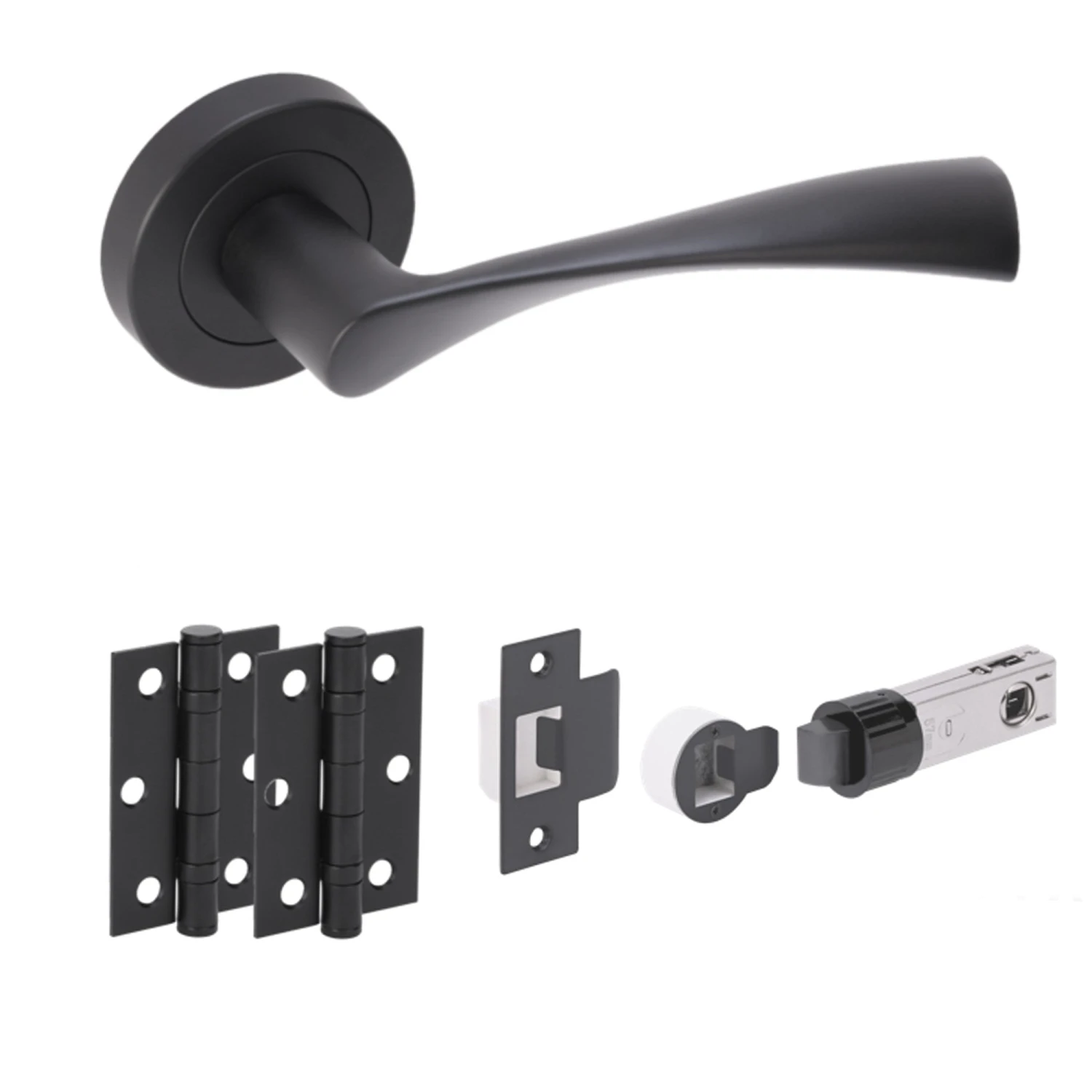 Oasis Round Rose Lever Door Handle Set - Black Matt (248867) 1 Oasis Round Rose Lever Door Handle Set - Black Matt (248867)