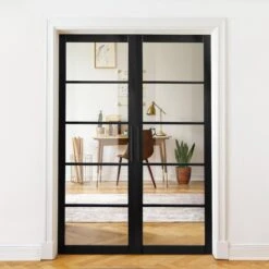 Graphite Black Internal Fully Finished Industrial Studio 5 Light Clear Glass Door (105836) 14 Graphite Black Internal Fully Finished Industrial Studio 5 Light Clear Glass Door (105836) -Oak Door Store 1643365458 98210300