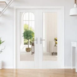 White Internal Primed Cottage 1 Light Obscure Lined Clear Glass Pair Door (85817)