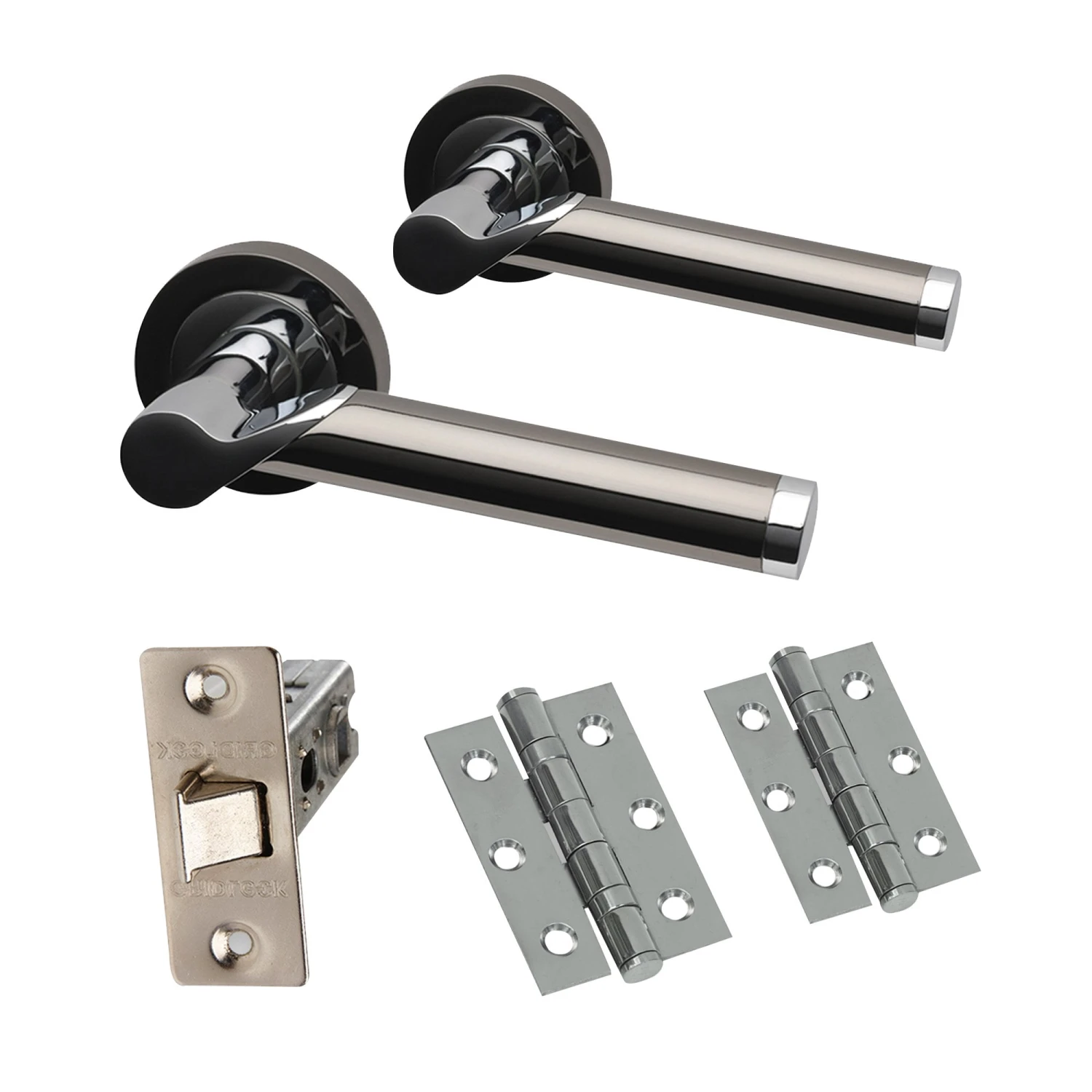 Premium Enterprise Lever On Round Rose Handle Set - Black Nickel And Polished Chrome (46327) 1 Premium Enterprise Lever On Round Rose Handle Set - Black Nickel And Polished Chrome (46327)