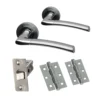 Premium Falcon Lever On Round Rose Fire Rated Handle Set - Two-Tone Chrome (47281)