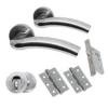 Premium Jade Lever On Round Rose Bathroom Handle Set - Two-Tone Chrome (46505)