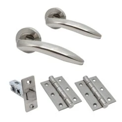 Premium Lancer Lever On Round Rose Handle Set - Two-Tone Nickel (76720)