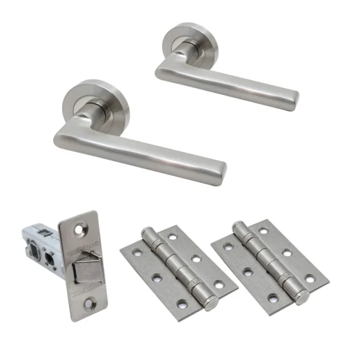 Premium Matiz Lever On Round Rose Handle Set - Two-Tone Nickel (76722)