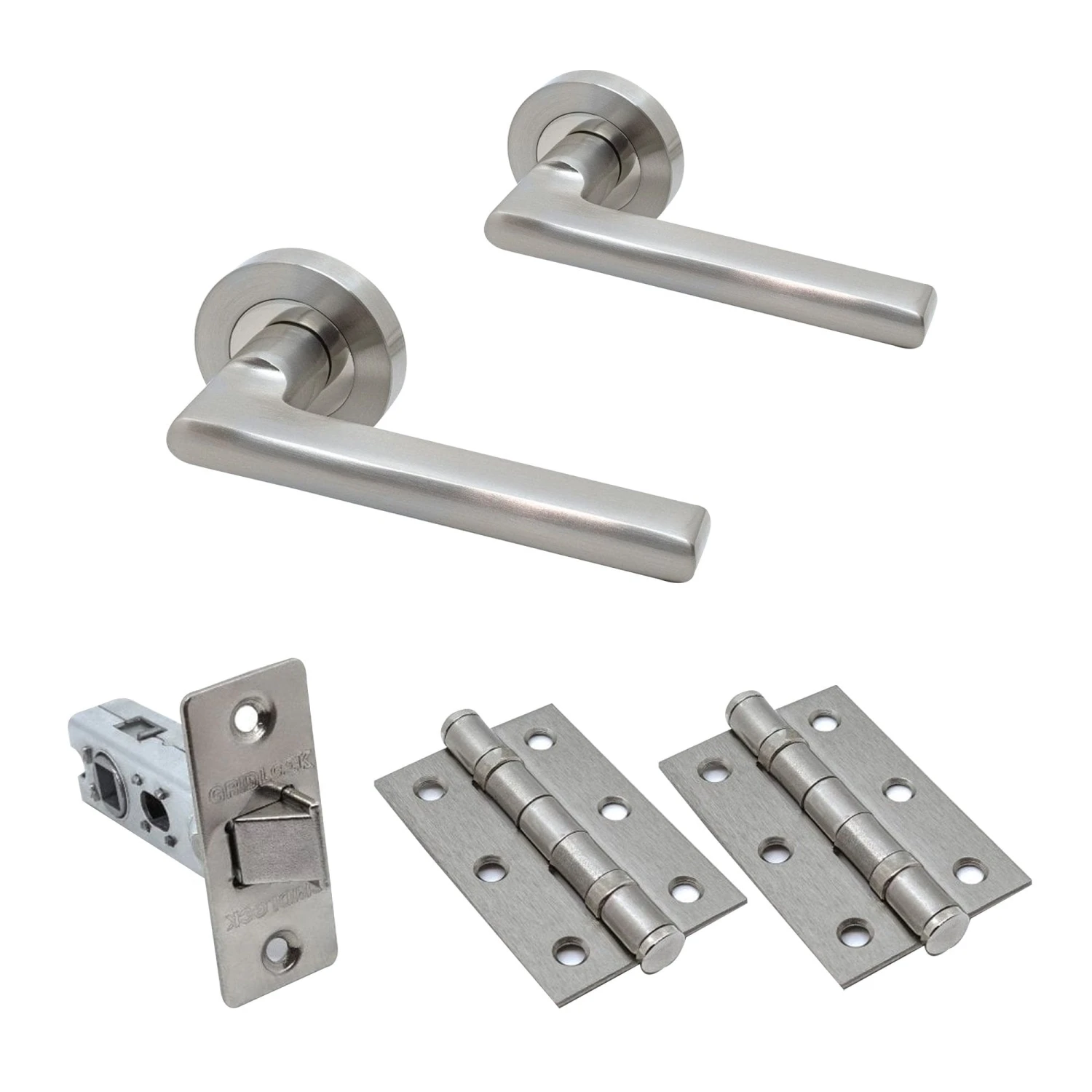 Premium Matiz Lever On Round Rose Handle Set - Two-Tone Nickel (76722) 1 Premium Matiz Lever On Round Rose Handle Set - Two-Tone Nickel (76722)