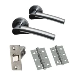 Premium Ruby Lever On Round Rose Handle Set - Two-Tone Chrome (46324)