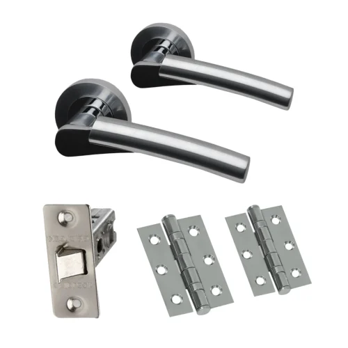 Premium Ruby Lever On Round Rose Handle Set - Two-Tone Chrome (46324)