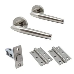 Premium Valiant Lever On Round Rose Handle Set - Two-Tone Satin (76724)