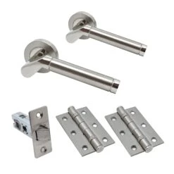 Premium Ventura Lever On Round Rose Handle Set - Two-Tone Satin (76726)