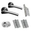 Premium Ruby Lever On Round Rose Bathroom Handle Set - Two-Tone Chrome (46507)