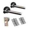 Premium Enterprise Lever On Round Rose Fire Rated Handle Set - Black Nickel And Polished Chrome (47285)