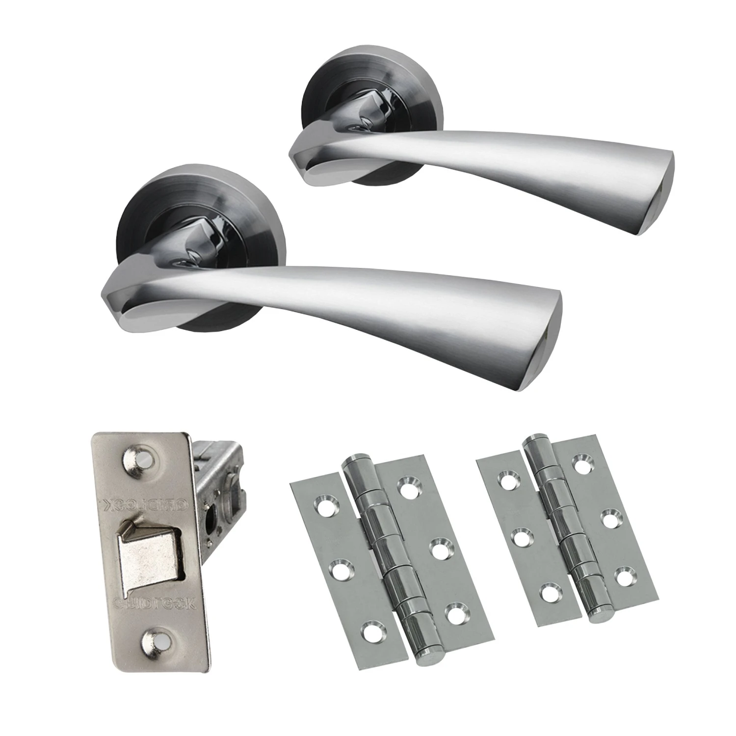 Premium Truro Lever On Round Rose Fire Rated Handle Set - Two-Tone Chrome (47279) 1 Premium Truro Lever On Round Rose Fire Rated Handle Set - Two-Tone Chrome (47279)
