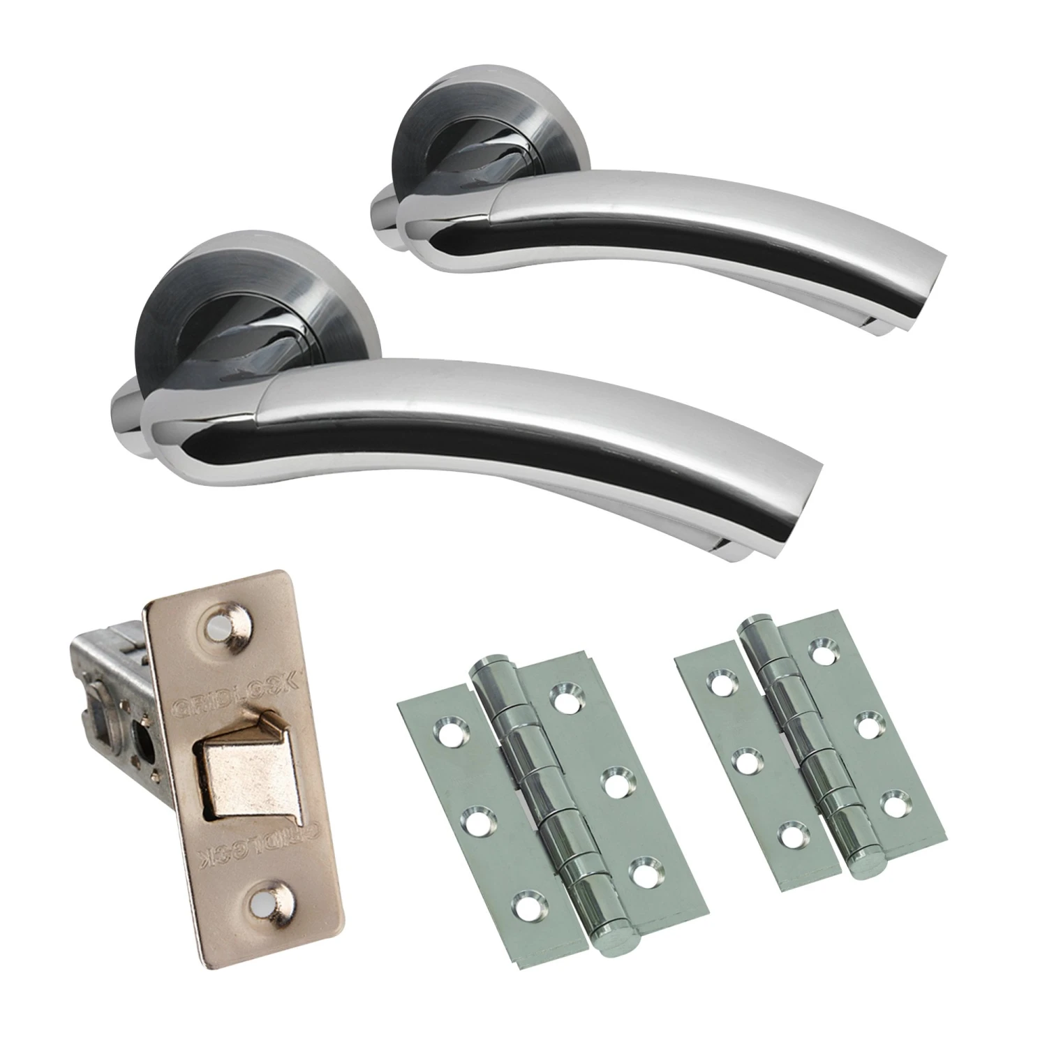 Premium Jade Lever On Round Rose Handle Set - Two-Tone Chrome (46322) 1 Premium Jade Lever On Round Rose Handle Set - Two-Tone Chrome (46322)