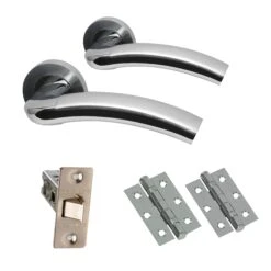 Premium Jade Lever On Round Rose Fire Rated Handle Set - Two-Tone Chrome (47280)