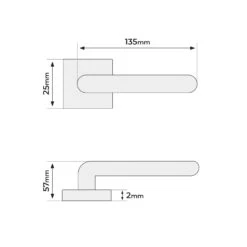 Studio Square Rose Slim Handle Set - Satin Chrome (1351) 10 Studio Square Rose Slim Handle Set - Satin Chrome (1351) -Oak Door Store 1660119184 39988700