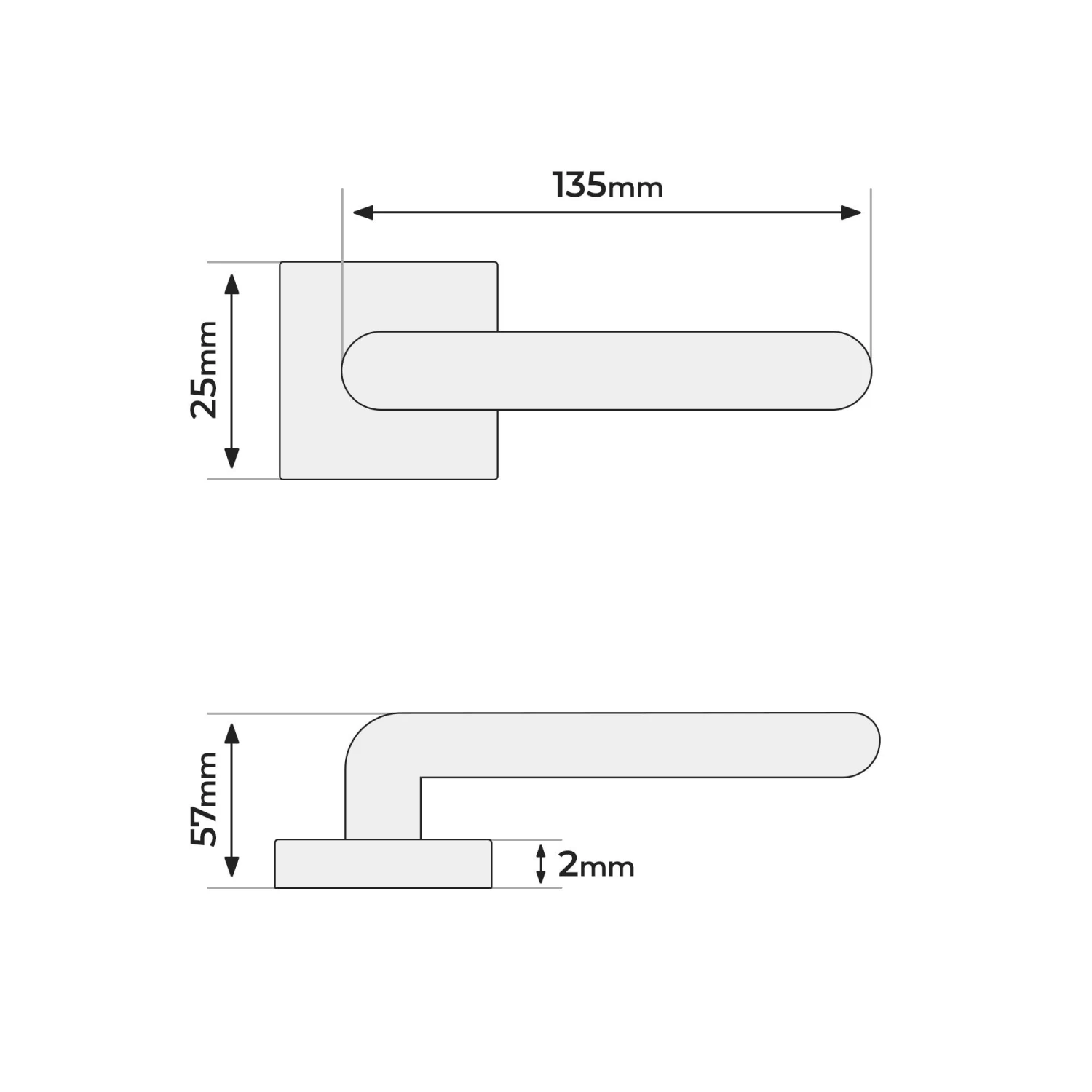 Studio Square Rose Slim Handle Set - Satin Chrome (1351) 5 Studio Square Rose Slim Handle Set - Satin Chrome (1351) - Image 5