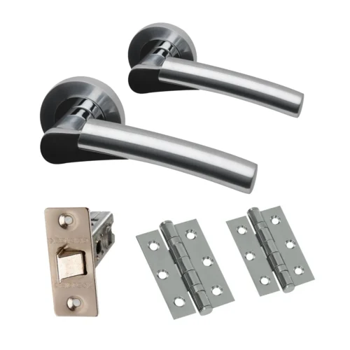 Ruby Lever Handle On Round Rose Handle Set- Black Nickel (107828)