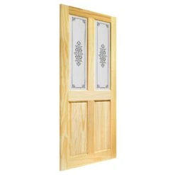 Clear Pine Internal Unfinished 2 Panel 2 Light Campion Glass Door (115193) -Oak Door Store 1671615441 56643000