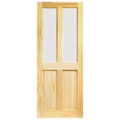 Clear Pine Internal Unfinished 2 Panel 2 Light Obscure Glass Door (93643) -Oak Door Store 1671795343 24815900