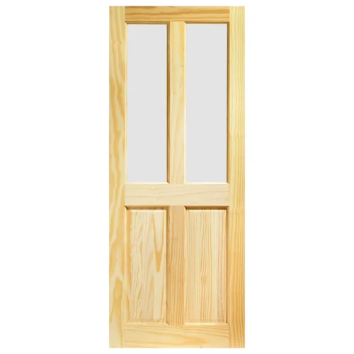 Clear Pine Internal Unfinished 2 Panel 2 Light Obscure Glass Door (93643) -Oak Door Store 1671795343 24815900