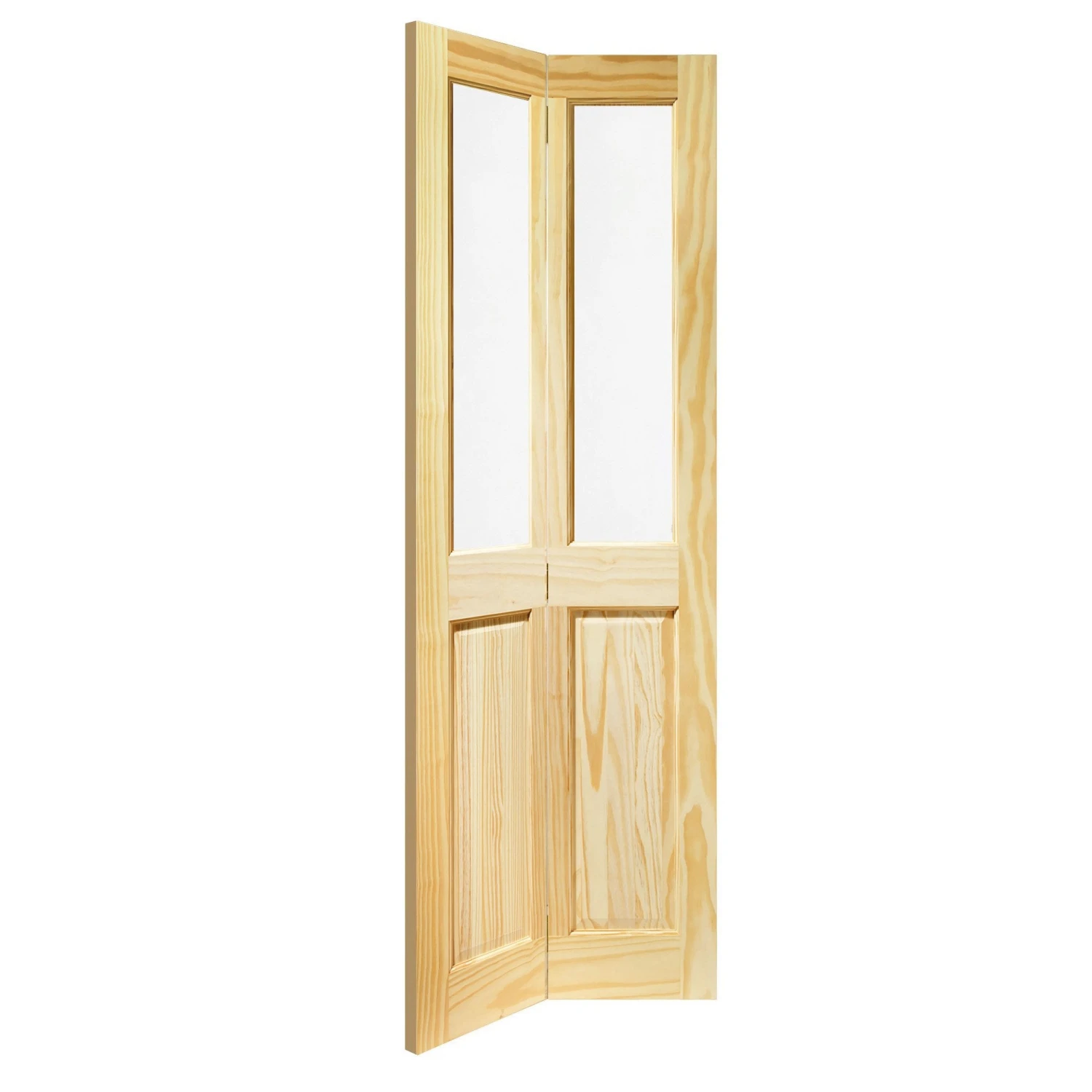 Clear Pine Internal Unfinished Malton 4 Panel 2 Light Clear Glass Bi-Fold Door (116648) 2 Clear Pine Internal Unfinished Malton 4 Panel 2 Light Clear Glass Bi-Fold Door (116648) - Image 2