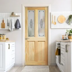 Clear Pine Internal Unfinished 2 Panel 2 Light Campion Glass Door (115193)