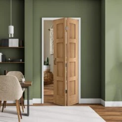 Oak Internal Unfinished Bi-fold Shaker 4 Panel Door (108133)