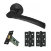 Zoom Internal Lever Handle On Round Rose Handle Set - Matt Black (116749)