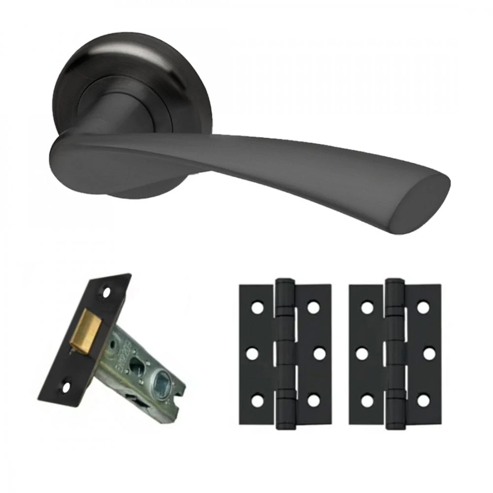 Twist Internal Lever Handle On Round Rose Handle Set , Matt Black (116751) 1 Twist Internal Lever Handle On Round Rose Handle Set , Matt Black (116751)