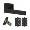 Cube Internal Lever Handle On Square Rose Handle Set - Matt Black (116753)