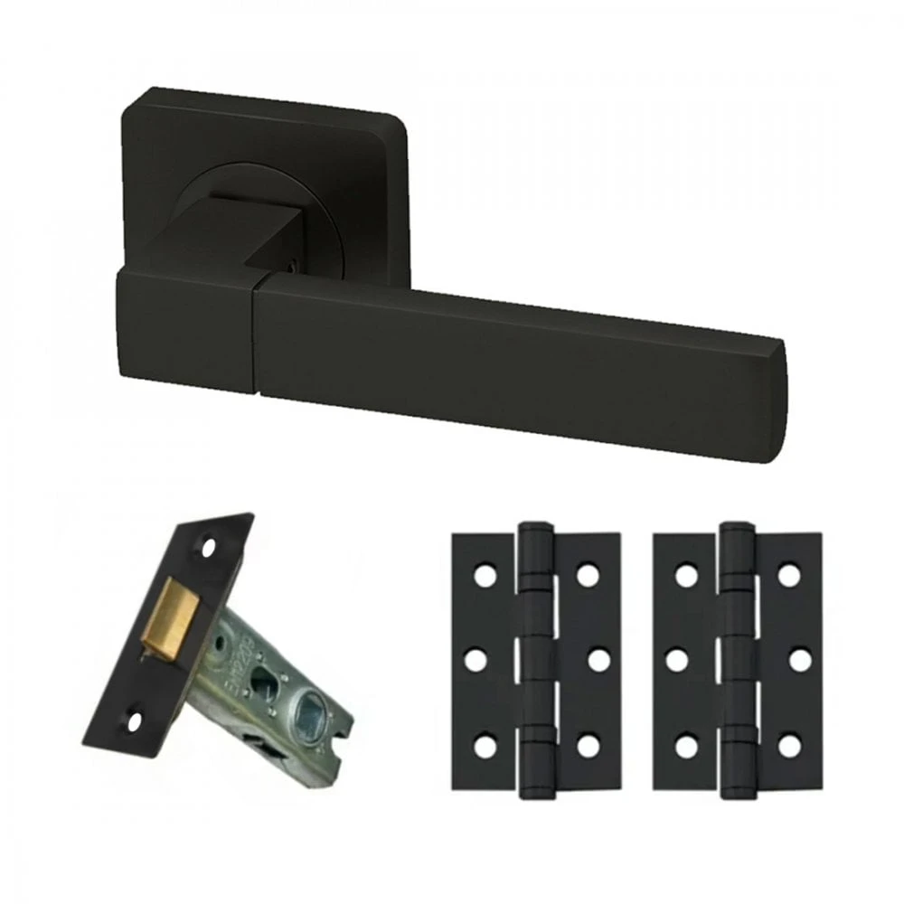 Cube Internal Lever Handle On Square Rose Handle Set - Matt Black (116753) 1 Cube Internal Lever Handle On Square Rose Handle Set - Matt Black (116753)